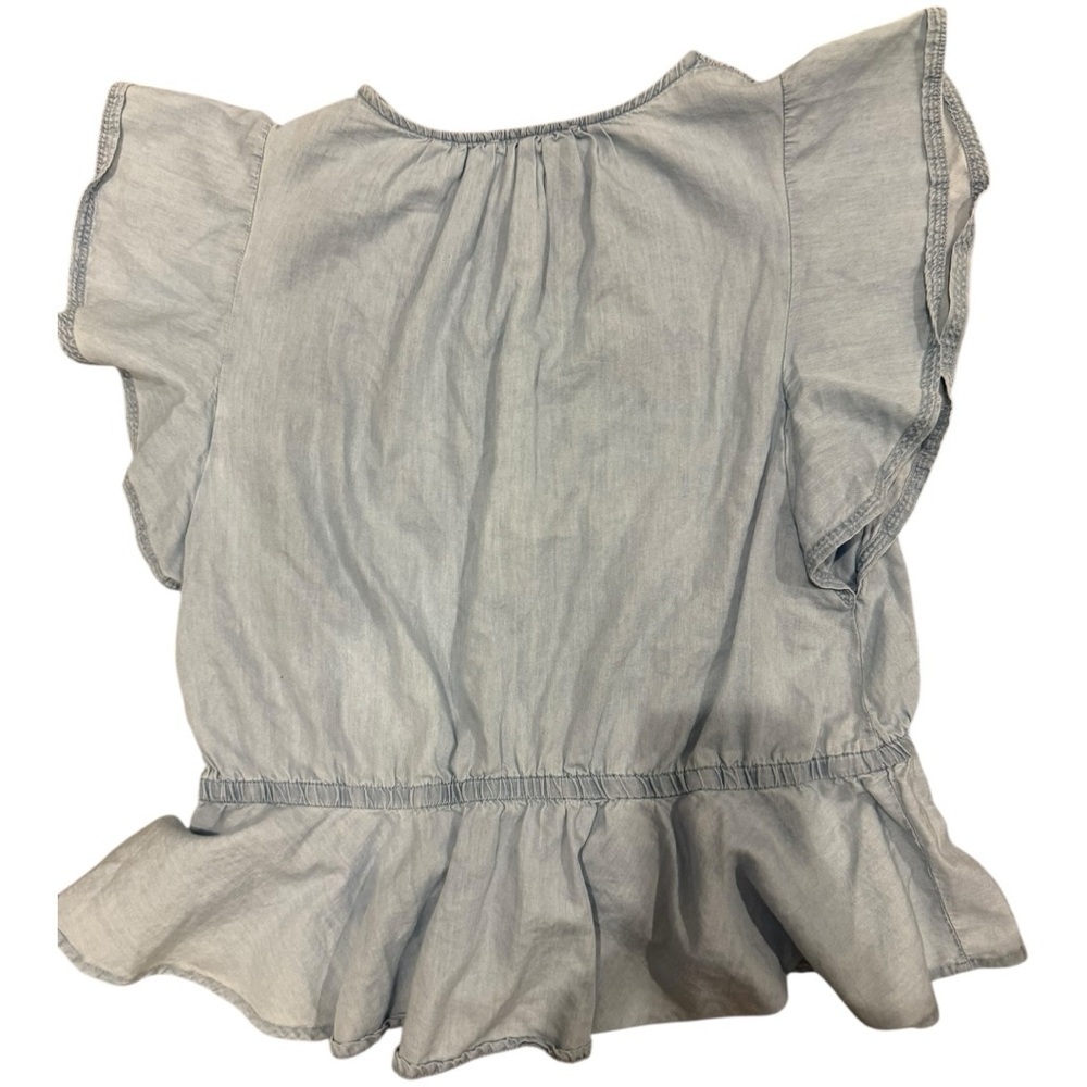 Sam Edleman Women's Baby Blue Flutter Sleeve Peplum Blouse - Picture 3 of 3